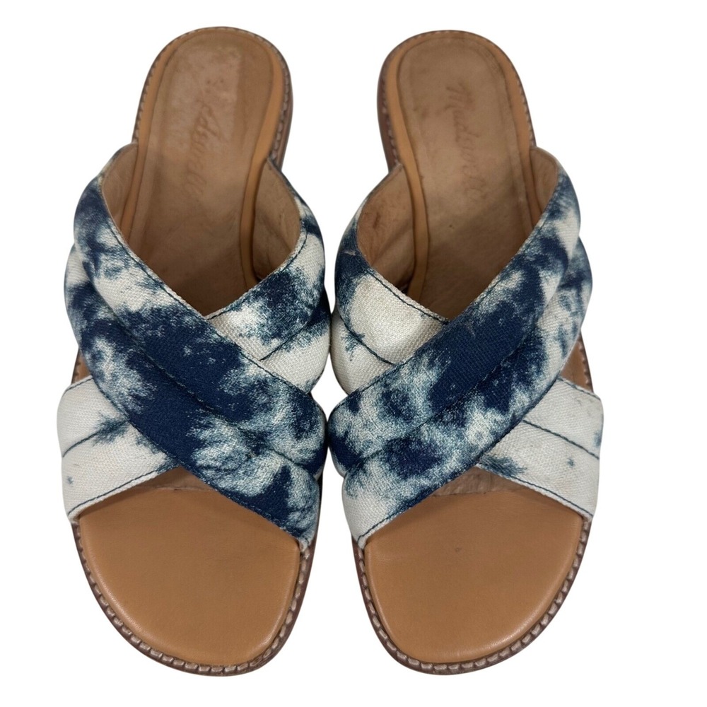 Madewell Boardwalker Slide Sandals Indigo Tie Dye Canvas Womens 6.5
